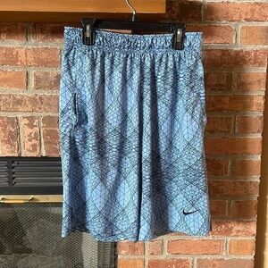 Nike Blue Patterned Long Athletic Shorts